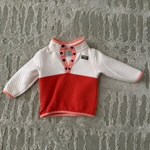 L. L. Bean Quilted White and Red Pullover